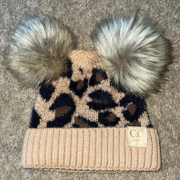 CC Boutique Other - Baby C.C leopard Pom Pom hat